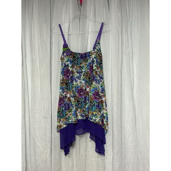 VTG Betsey Johnson Floral Rose Swim Dress Coverup Pin Up Croquette Whimsy M / L - Picture 1 of 9